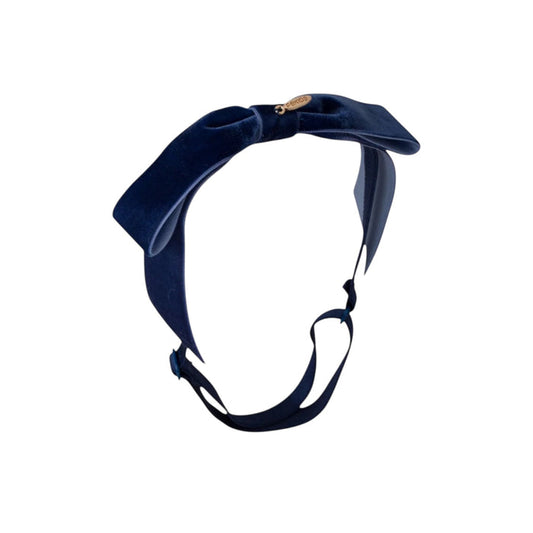 Mathilde Velvet Bow Headwrap - Navy