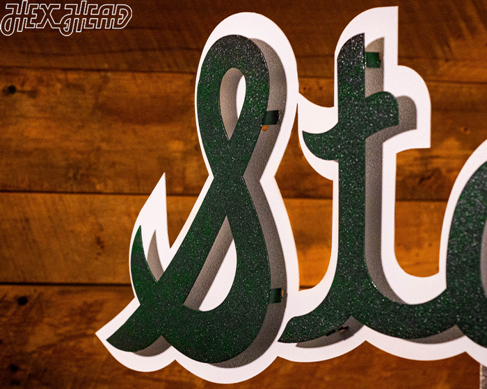Michigan State Spartans VAULT cursive "STATE" 3D Metal Wall Art