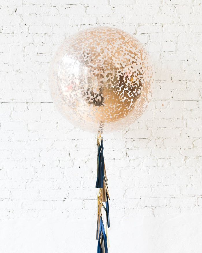 Midnight Copper - Confetti Giant Balloon with Tassel