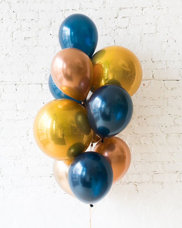 Midnight Copper - Orbs and 11in Balloons - bouquet of 10