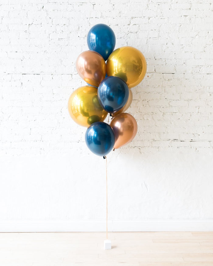 Midnight Copper - Orbs and 11in Balloons - bouquet of 10