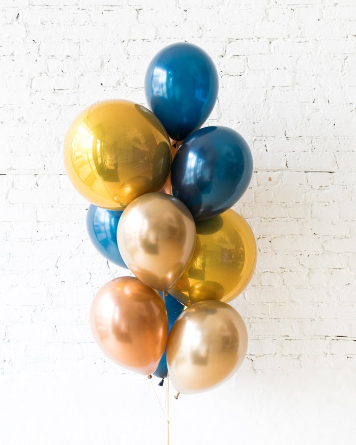 Midnight Copper - Orbs and 11in Balloons - bouquet of 10