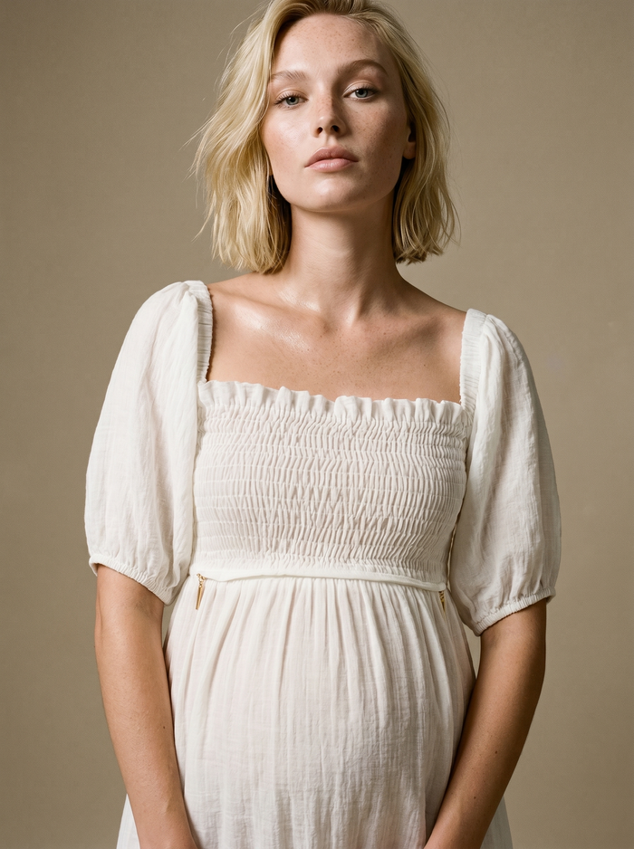 Mila nursing bohemian style smock long dress - Multicolor