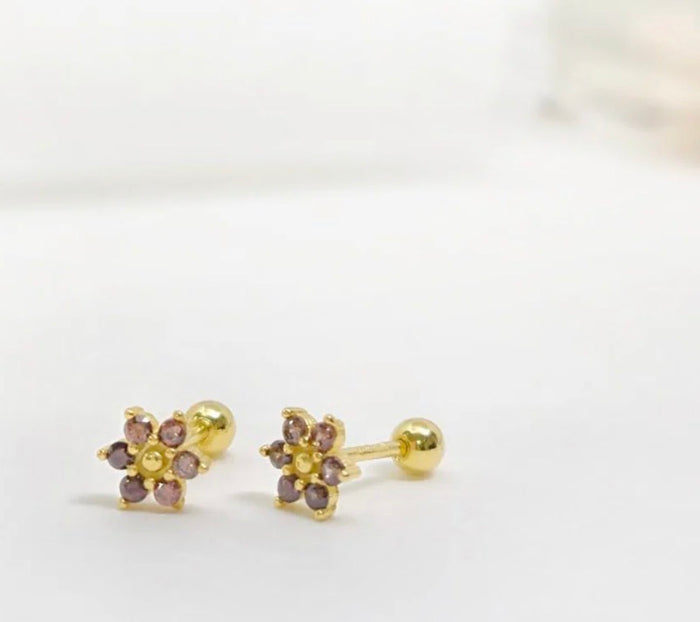 Mini Flower Dusty Pink Stud Earrings