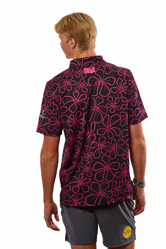 "Mini Retro" Black Neon - OGA Men's Polo - Black / Pink