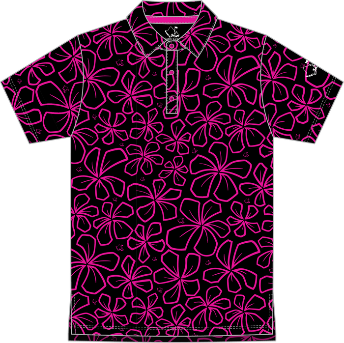"Mini Retro" Black Neon - OGA Men's Polo - Black / Pink