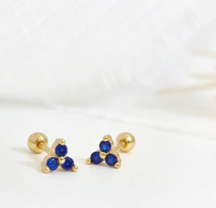 Mini Stud Trio Blue Earrings
