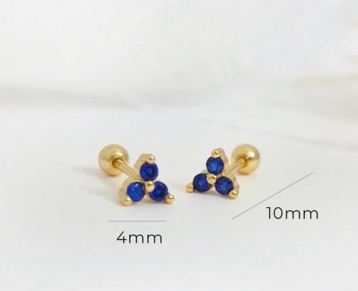 Mini Stud Trio Blue Earrings