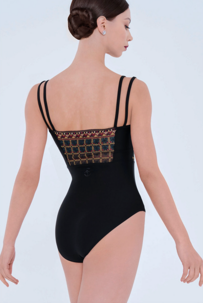 Mirage Embroidery Zip Front Camisole Leotard - Wear Moi