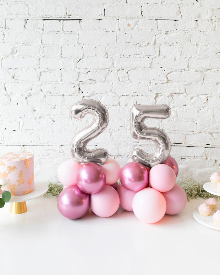 Modern Mauve - Tabletop Foil Numbers on Balloon Base - 1.5ft
