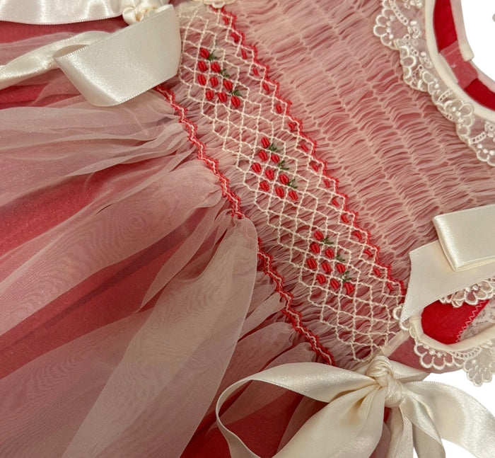 Morgan Cranberry Handsmocked Dress