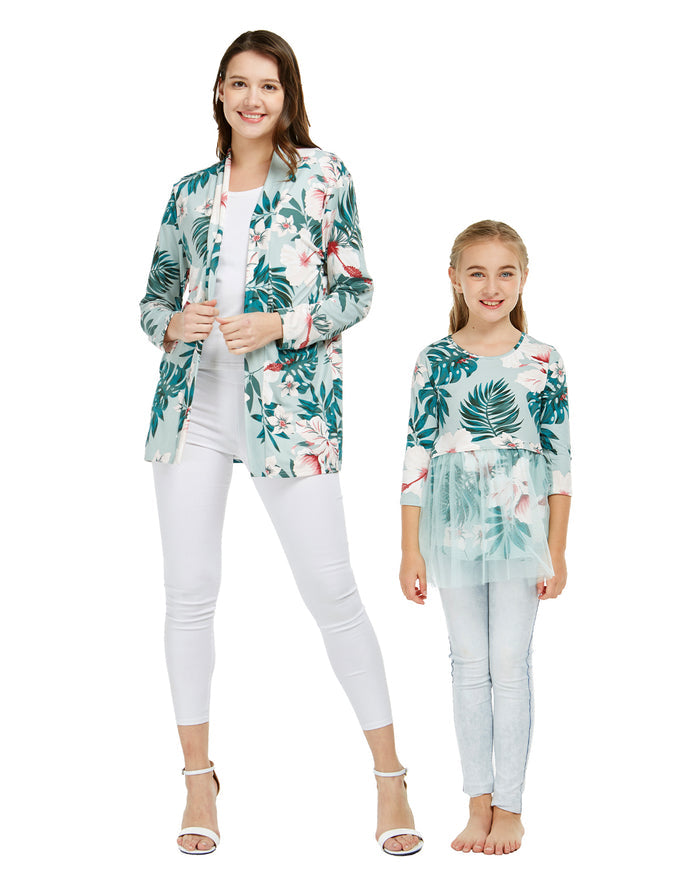Mother Daughter Kala Set in Mint Forest Light Green