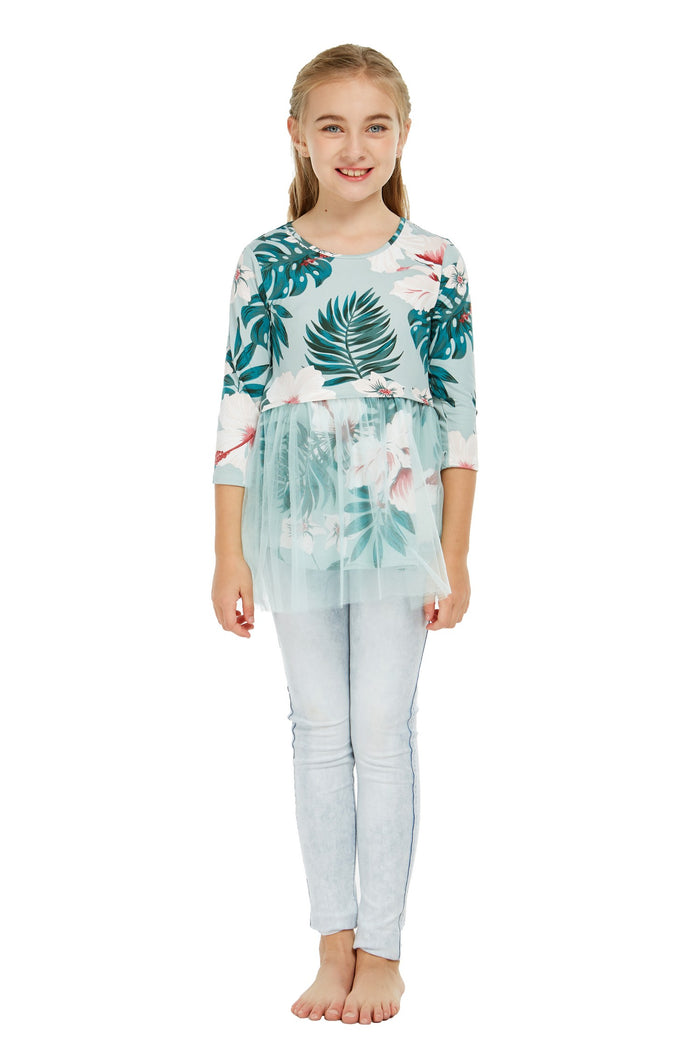 Mother Daughter Kala Set in Mint Forest Light Green