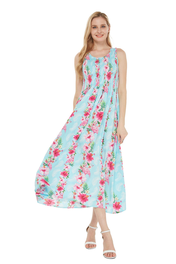 Mother Daughter Laki Set in Pink Turquoise Hibiscus Vine