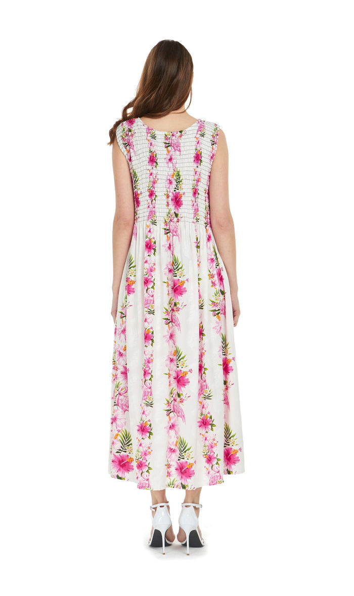 Mother Daughter Laki Set in Pink Turquoise Hibiscus Vine