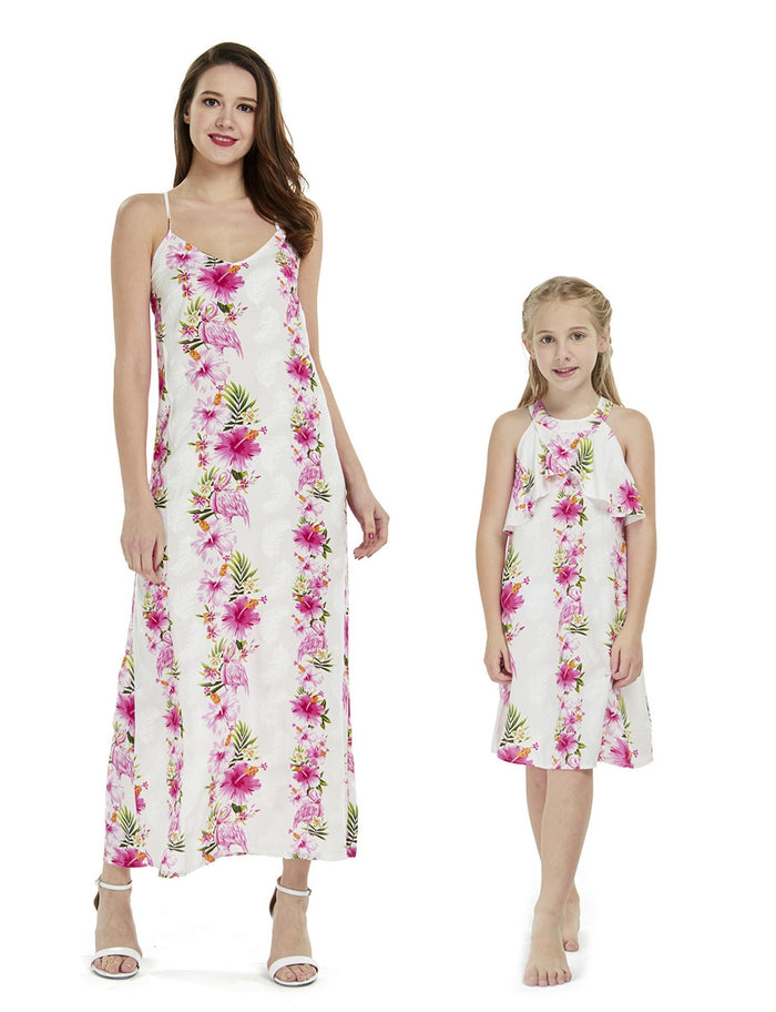 Mother Daughter Mahalo Set in Pink Hibiscus Vine