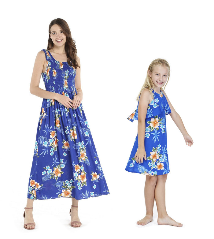 Mother Daughter Mauka Set in Hibiscus Blue