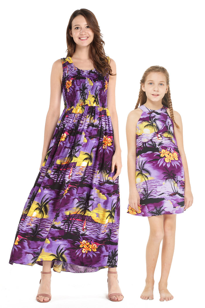 Mother Daughter Mauka Set in Sunset Purple