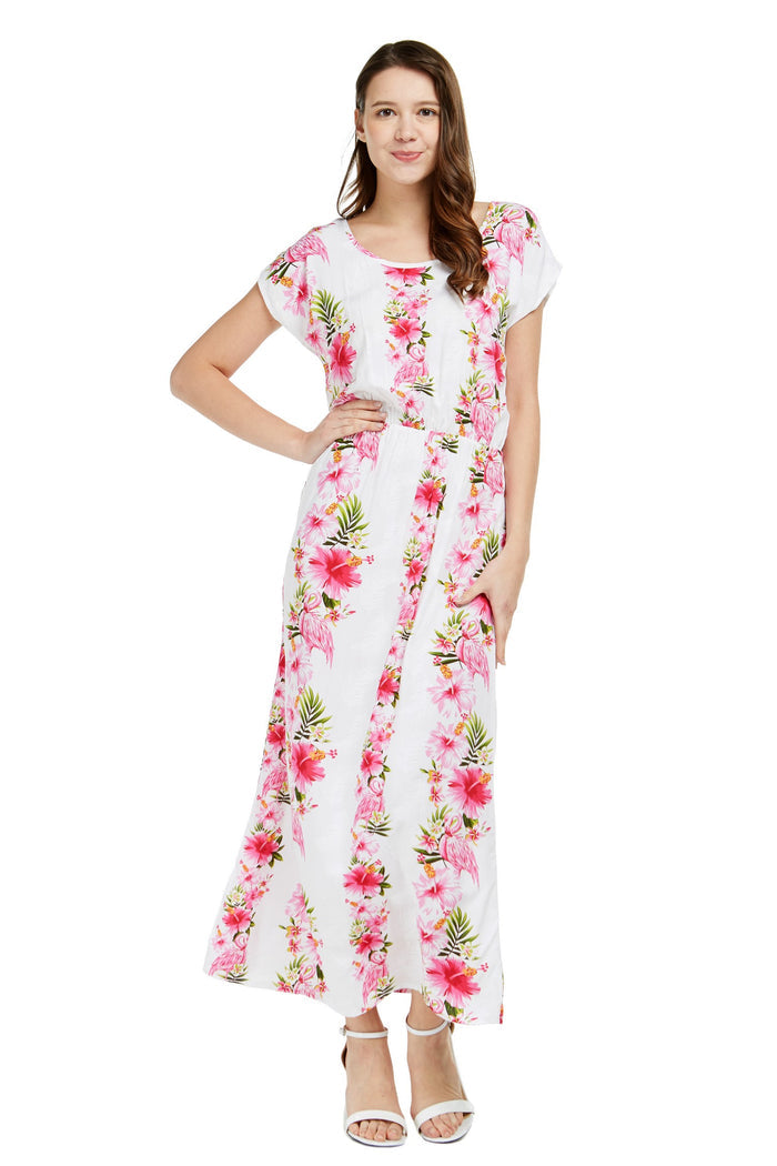 Mother Daughter Moku Mani Set in Pink Hibiscus Vine White