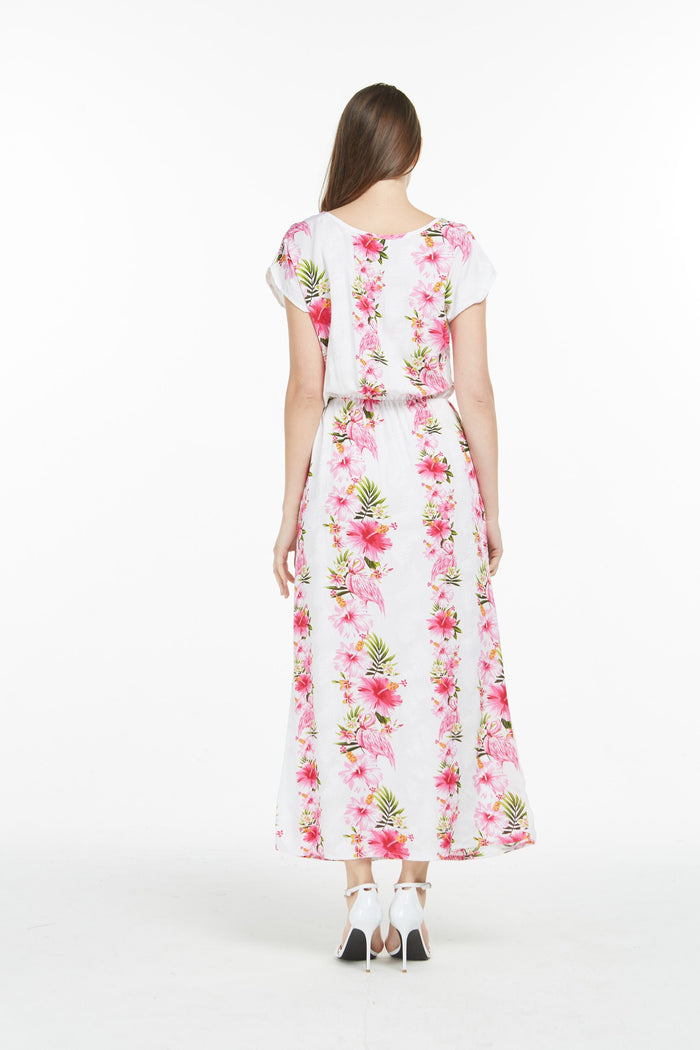 Mother Daughter Nalu Set in Pink Hibiscus Vine White