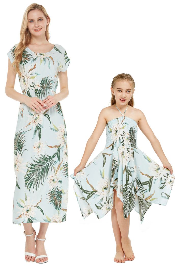 Mother Daughter Nalu Set in Wispy Cereus Light Blue