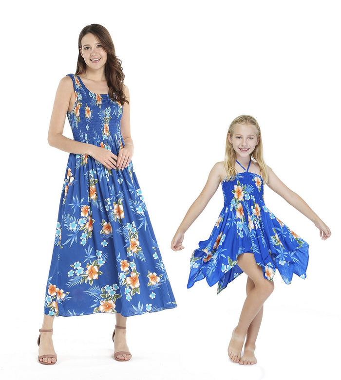 Mother Daughter Oihana Set in Hibiscus Blue