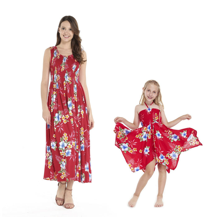 Mother Daughter Oihana Set in Hibiscus Red