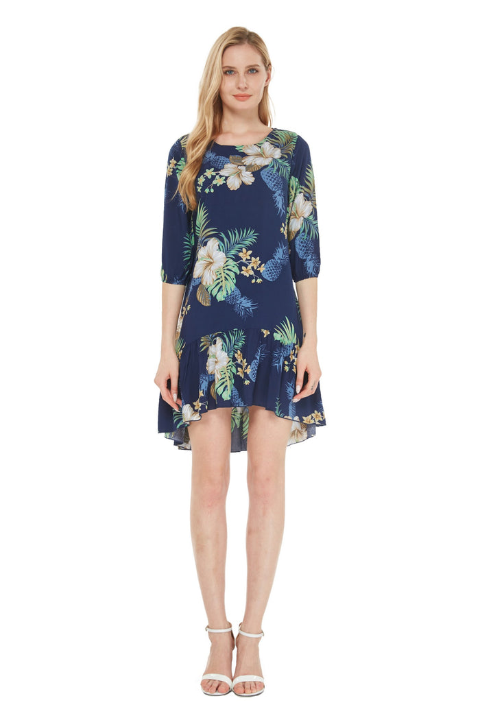 Mother Son Menehune Set in Pineapple Garden Navy