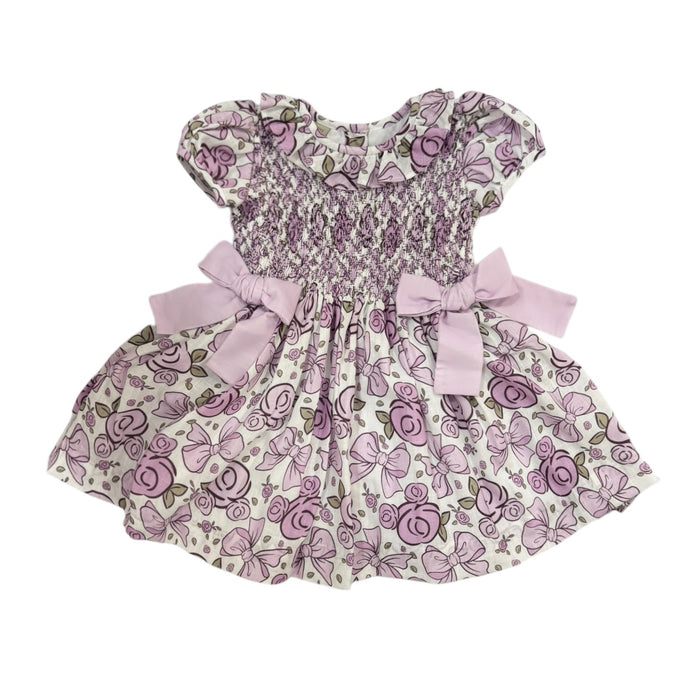 Mouse Rose Bow Smocked Dress