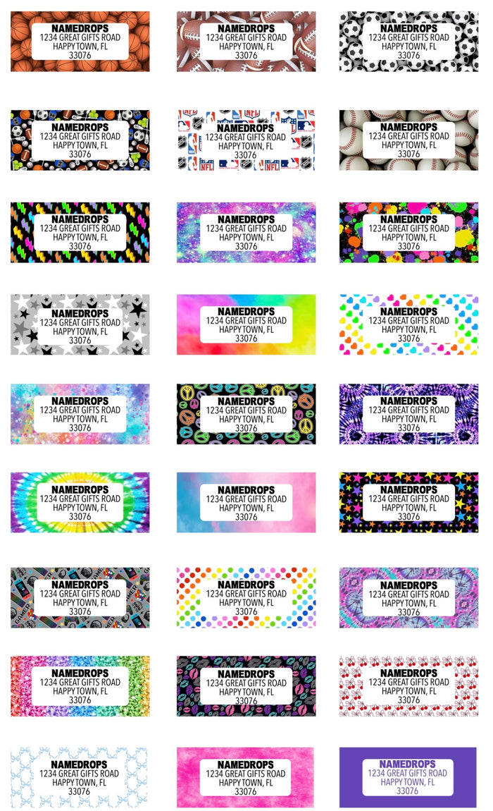 Namedrops Address Labels (27/Set) - Choose any pattern