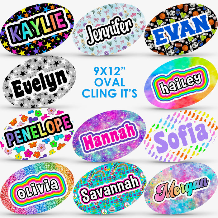 Namedrops Large Oval Name Decal - Choose any pattern