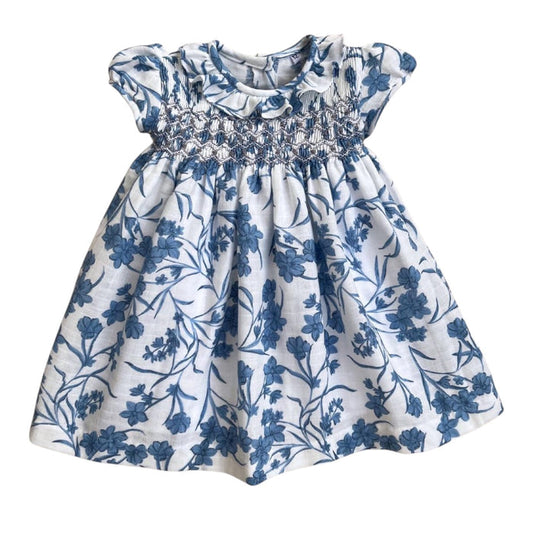 Naomi Blue Floral Handsmocked Girl Dress