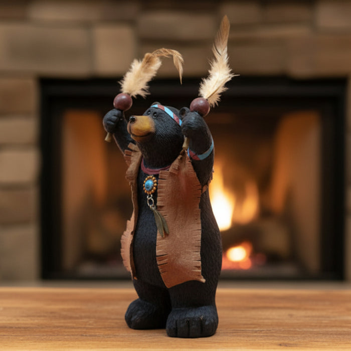 native american dressed black bear boy