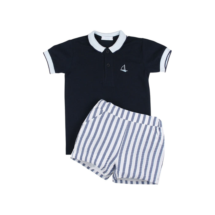 Nautical Boy Polo Blue 2-Pc Set