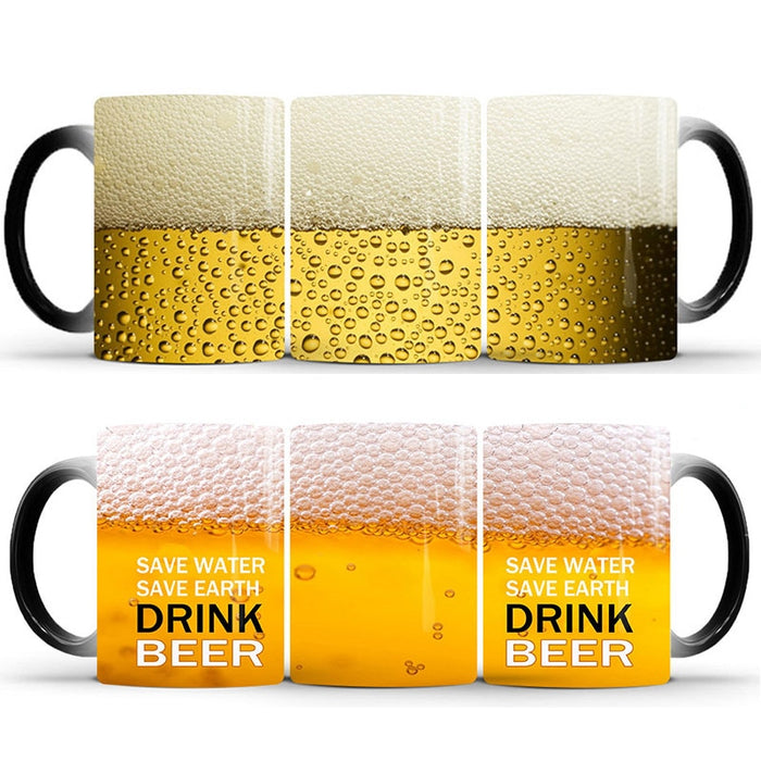 New 350mL Beer Bubbles Colour Changing Magic Mug