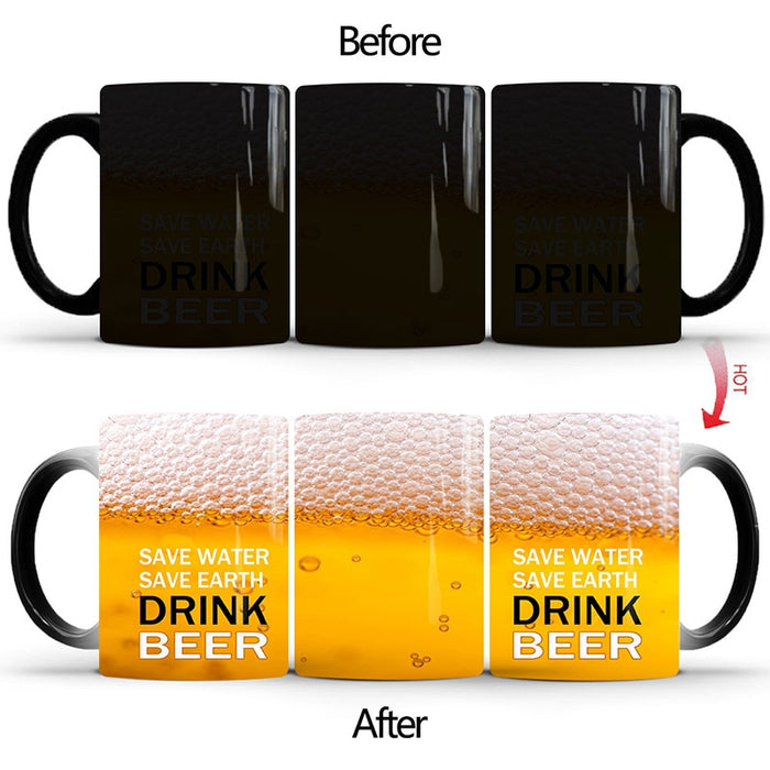 New 350mL Beer Bubbles Colour Changing Magic Mug