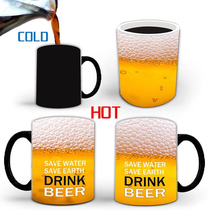 New 350mL Beer Bubbles Colour Changing Magic Mug