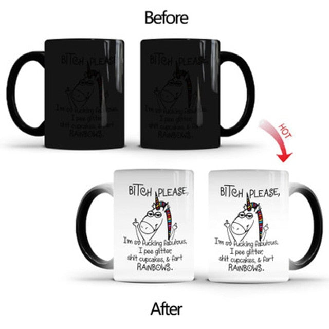 New 350mL Magic Cartoon Unicorn Colour Changing Mug