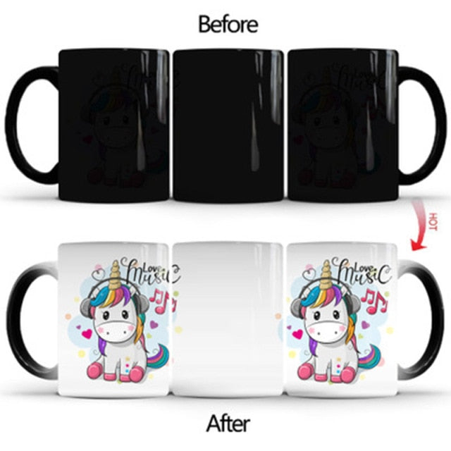 New 350mL Magic Cartoon Unicorn Colour Changing Mug