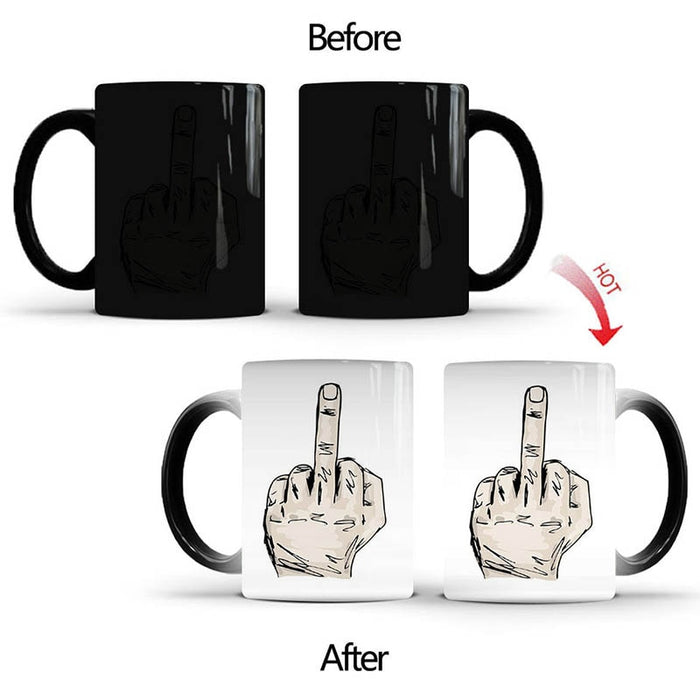 New Creative Middle Finger Magic Colour Changing Mug 350ml