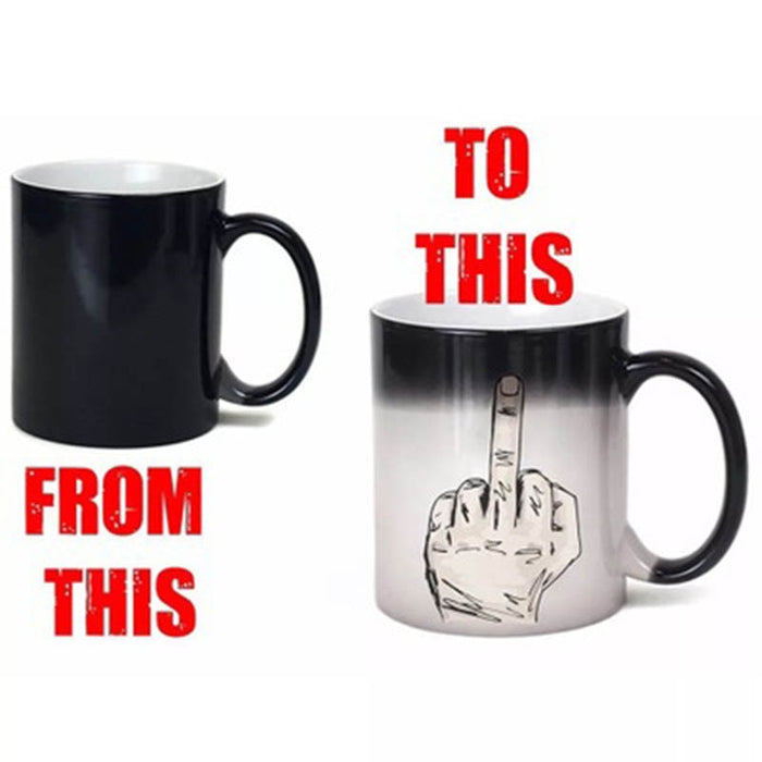 New Creative Middle Finger Magic Colour Changing Mug 350ml