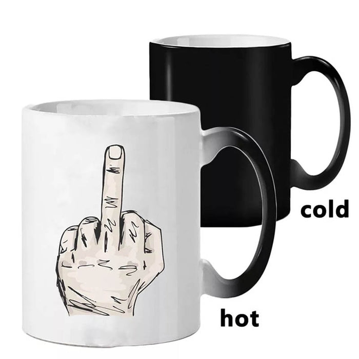 New Creative Middle Finger Magic Colour Changing Mug 350ml