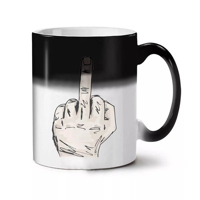New Creative Middle Finger Magic Colour Changing Mug 350ml