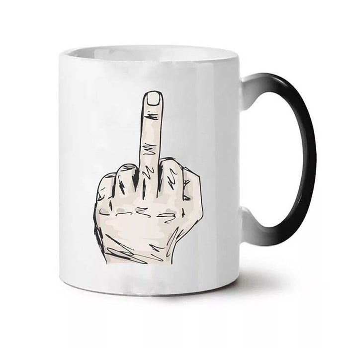 New Creative Middle Finger Magic Colour Changing Mug 350ml
