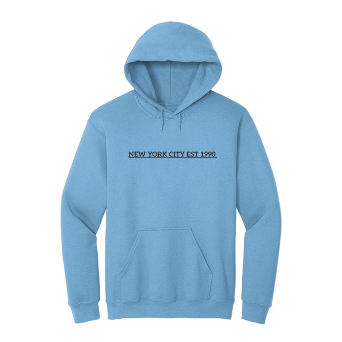 NEW YORK CITY EST 1990 Printed Gildan Adult Hooded Sweatshirt