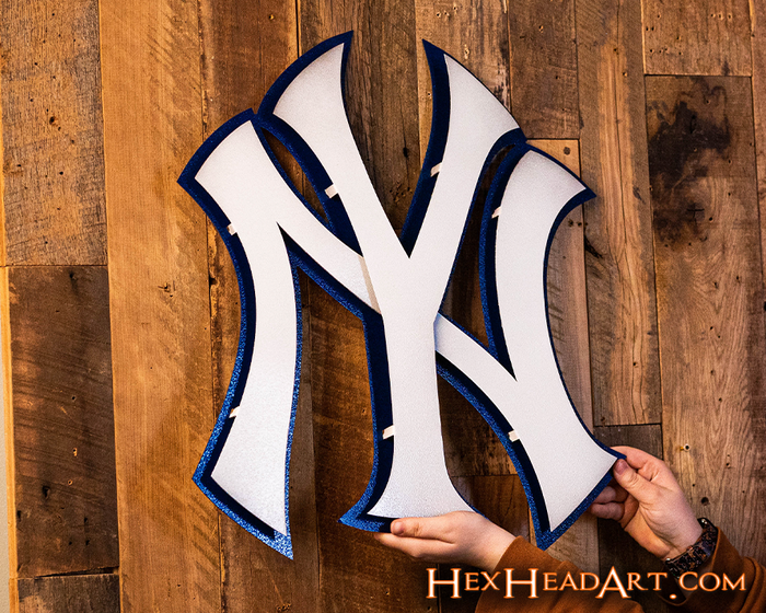 New York Yankees "NY" WHITE 3D Metal Wall Art