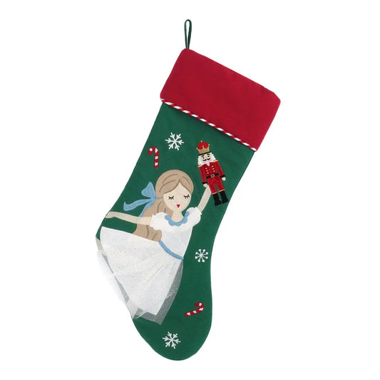 Nutcracker Clara Green Stocking