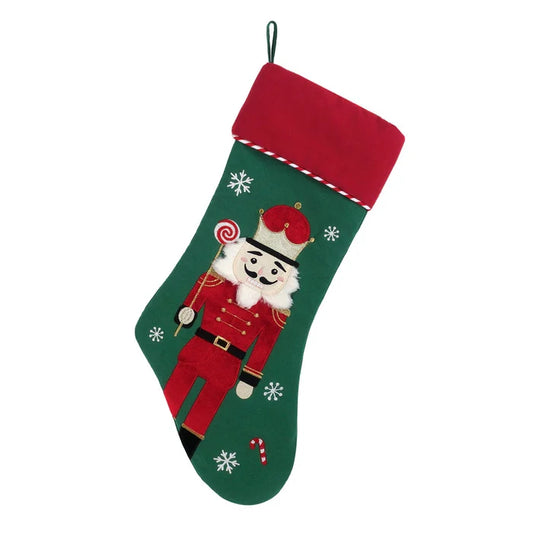 Nutcracker Green and Red Stocking