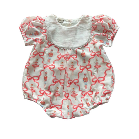 Nutcracker Red Girl Embroidered/Monogram Bubble