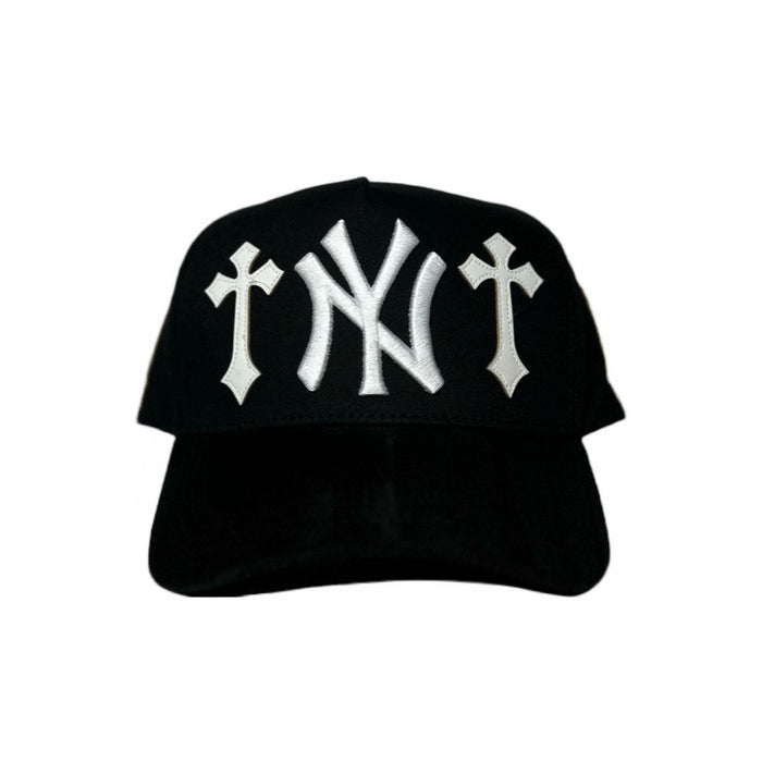 NY Cross Black Embroidered Trucker Hat